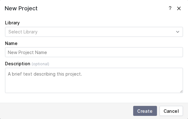create project dialog
