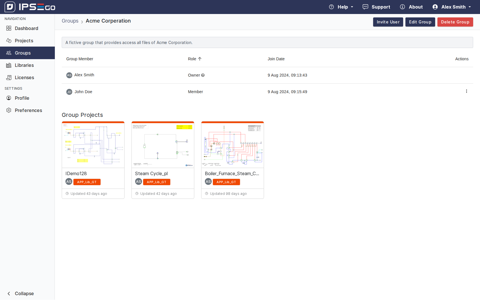 group detail page