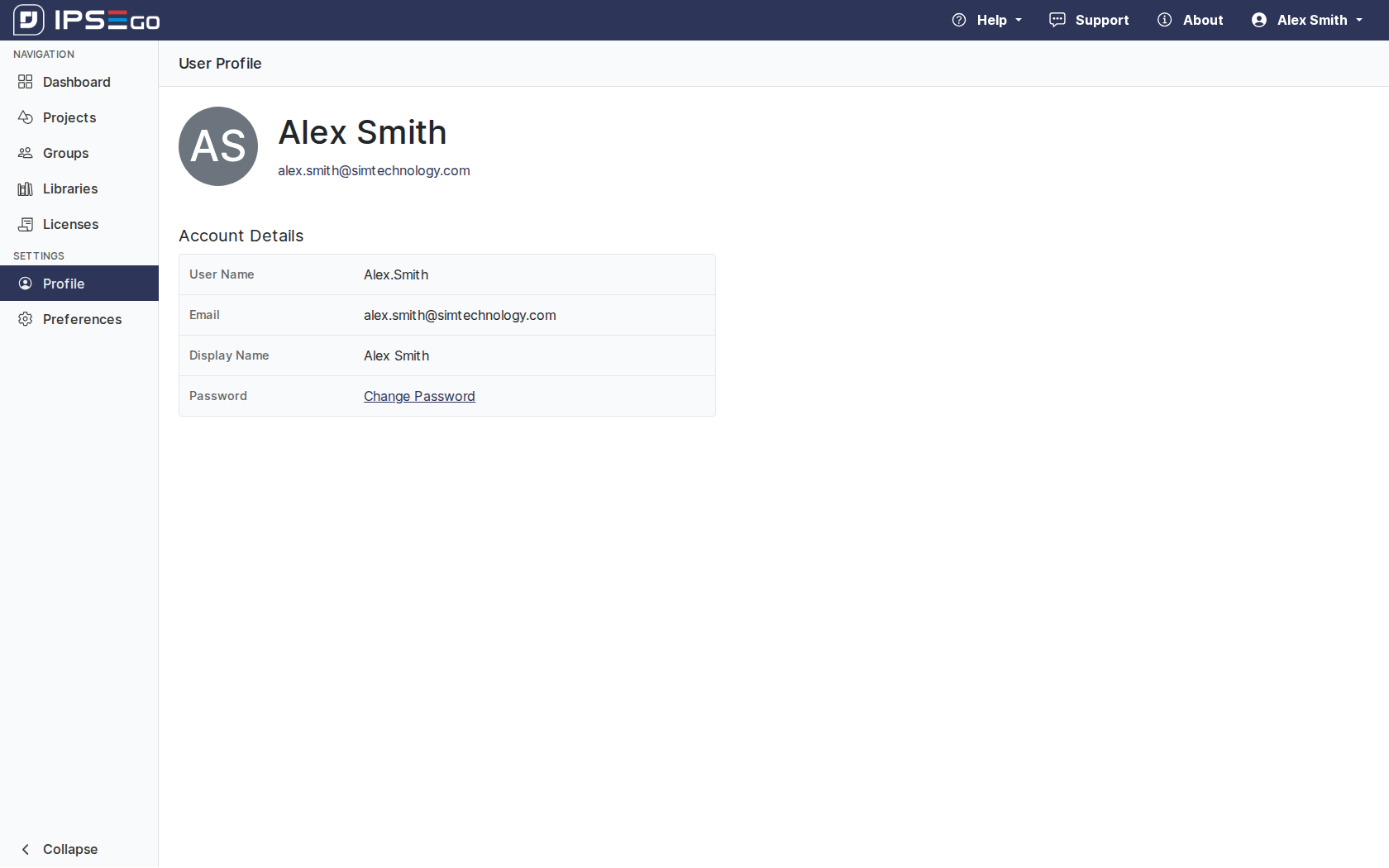 profile page